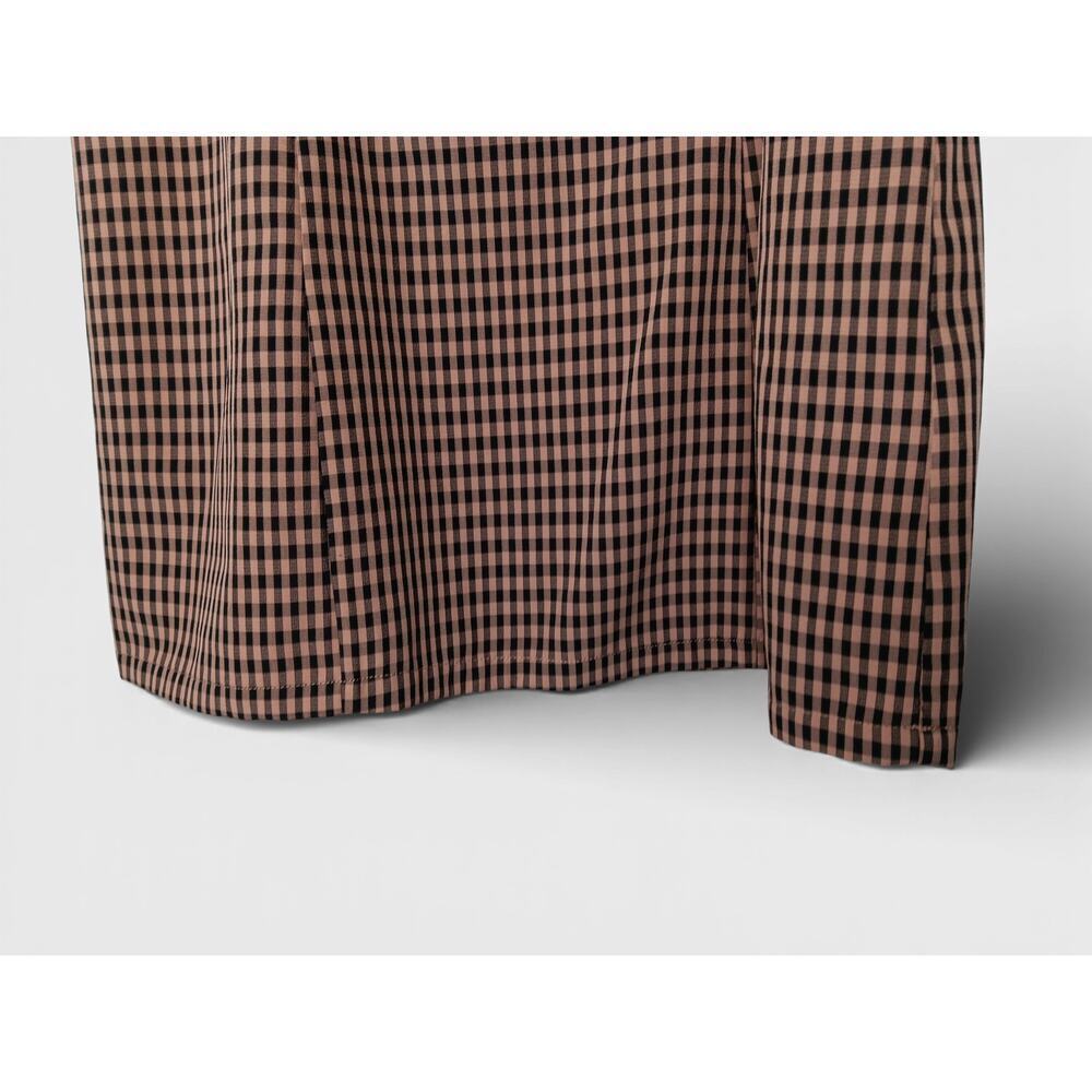 Capulet Brown Black Gingham Puff Sleeve Square Neck Puff Sleeve Dress Size M - Picture 6 of 14